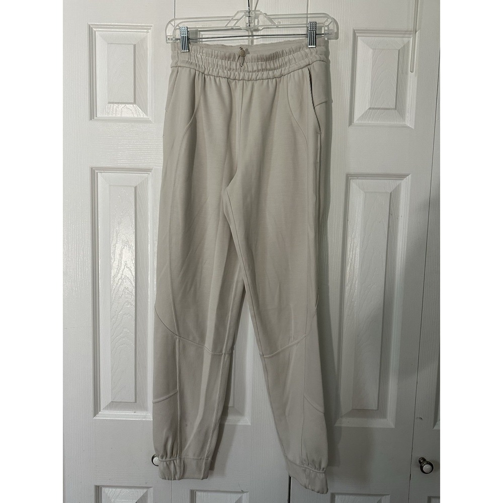 Lululemon Brushed Softstreme Ribbed High-Rise Jogger Pants Cream Sz 4 $148